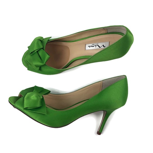 Nina Shoes - Nina Womens Heels, Green Peep Toe Size 8